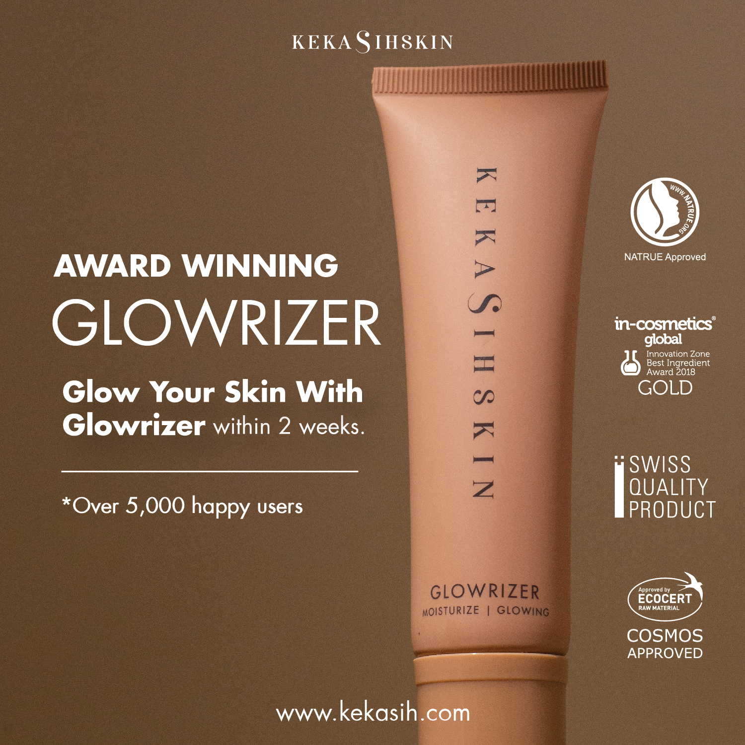 Award winning Glowrizer moisturizer