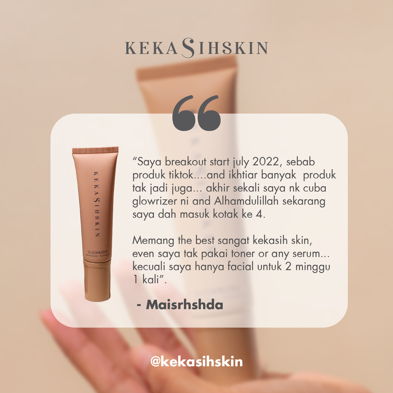 Glowrizer customer testimonial from Maisrhshda